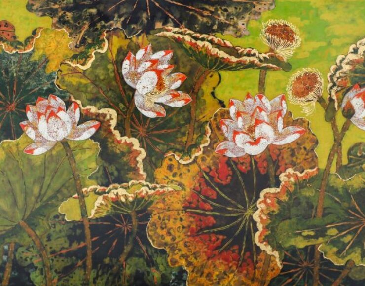 Tranh sơn mài trong nội thất farmhouse